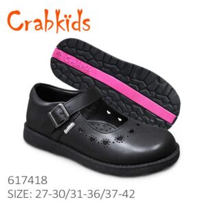 Girls Black School Shoes Pin-Strap