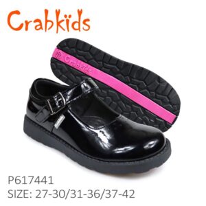 Girls Black Shinny School Shoes Pin-Strap