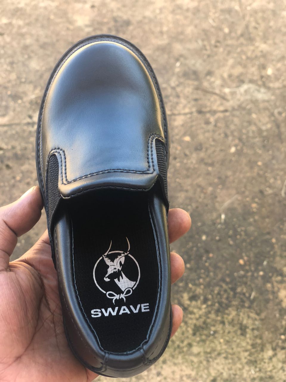 Swave Boys Black School Shoes